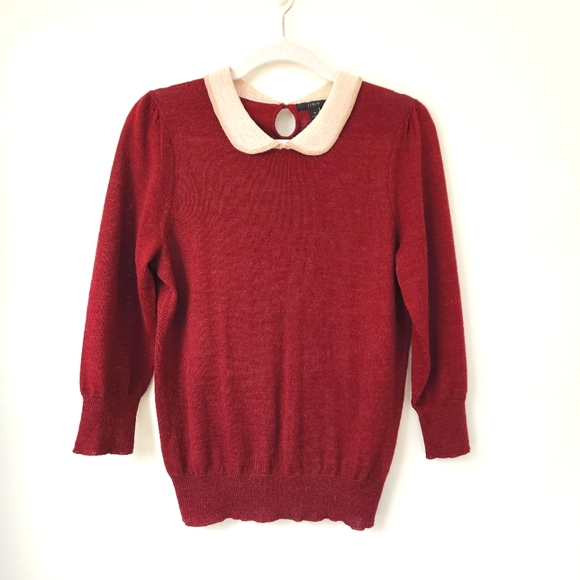 J. Crew Sweaters - J. Crew Alpaca/Wool Maroon Sweater with Peter Pan Collar Size Medium